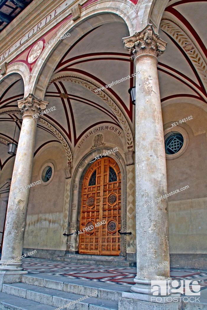 Stock Photo: Door, Sant Sadurní d'Anoia's parish, Catalonia, Spain.