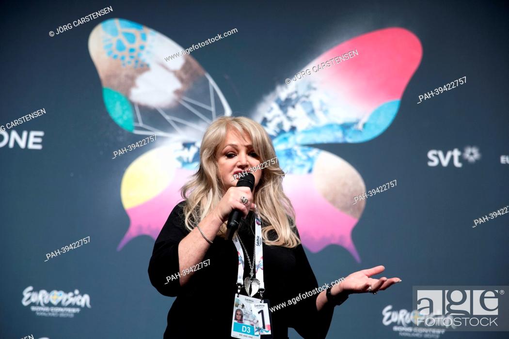 Stock Photo: Singer Bonnie Tyler representing United Kingdom poses during a press conference for the Eurovision Song Contest 2013 in Malmo, Sweden, 12 May 2013.