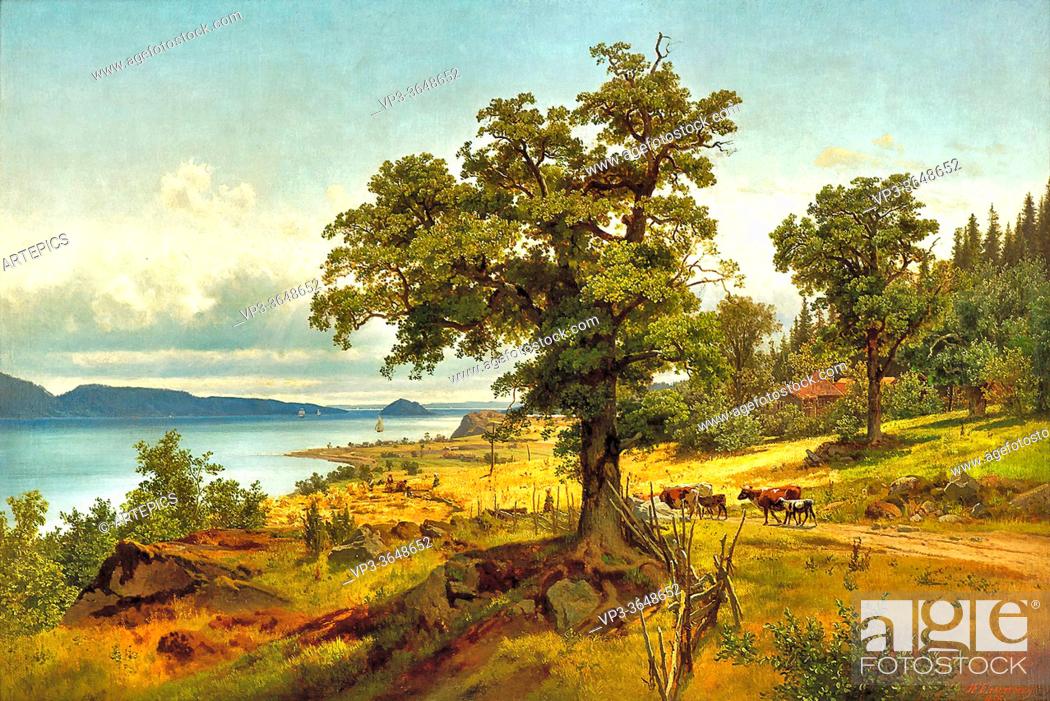 Stock Photo: Eckersberg Johan Frederick - Landscape from the Christiania Fjord - Norwegian School - 19th Century.