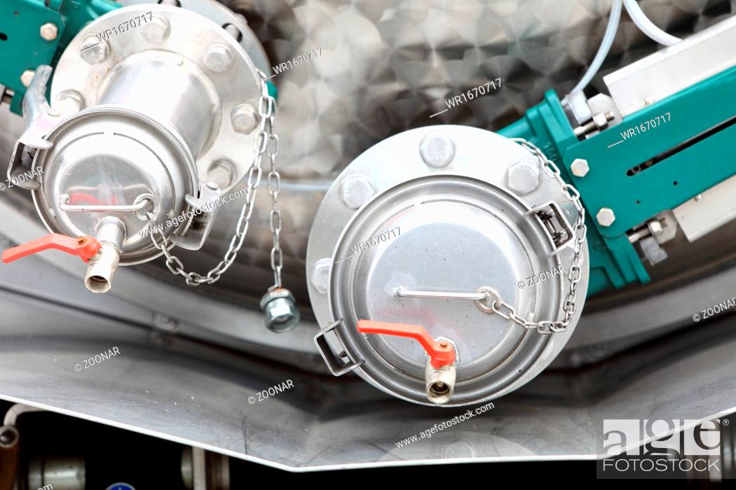 Imagen: Details of new sewage truck equipment, industry valves.