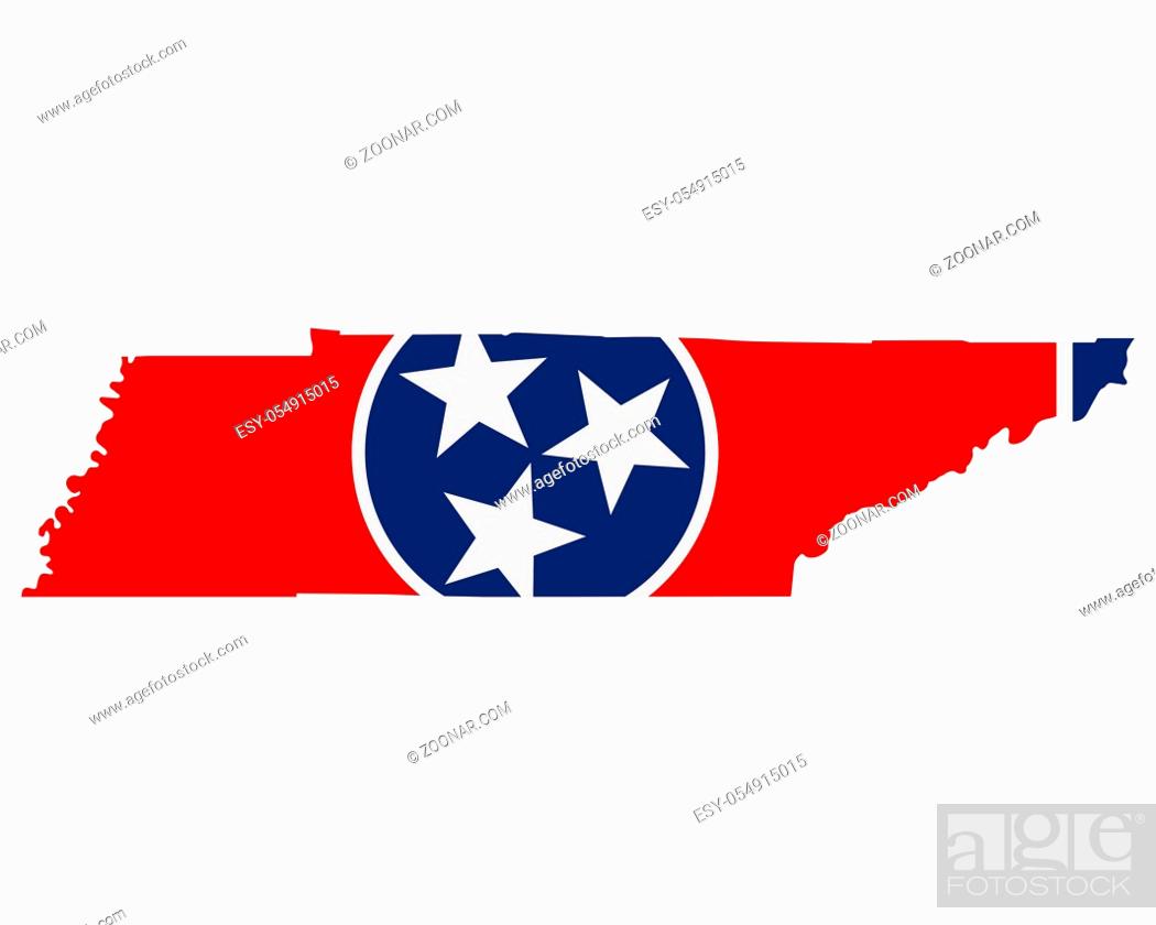 Stock Photo: Fahne in Landkarte von Tennessee - Flag in map of Tennessee.