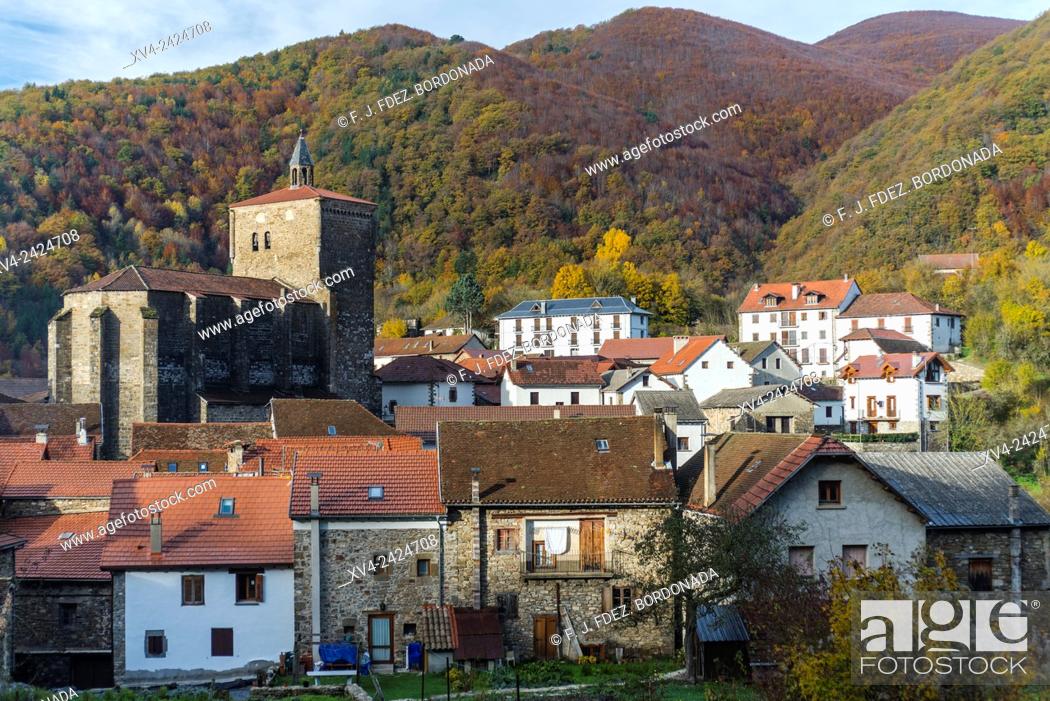 Stock Photo: Isaba, a small village of Roncal Valley, Navarre Pyrenees, Spain.