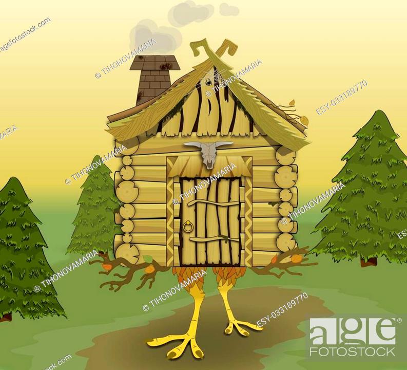 hut, chicken legs, baba yaga, in a forest, trees, wood, house, russian  fairy tales, doors, cartoon, Stock Photo, Picture And Low Budget Royalty  Free Image. Pic. ESY-033189770 | agefotostock