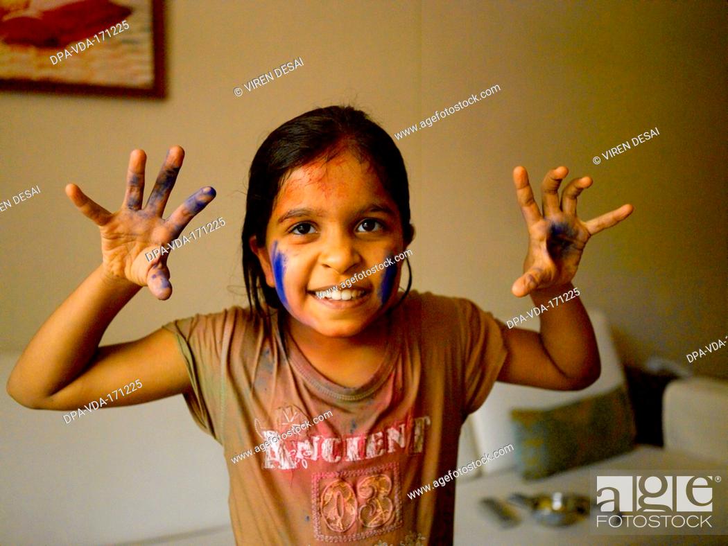 Young girl teasing funny face on holi festival India MR#477, Stock Photo,  Picture And Rights Managed Image. Pic. DPA-VDA-171225 | agefotostock
