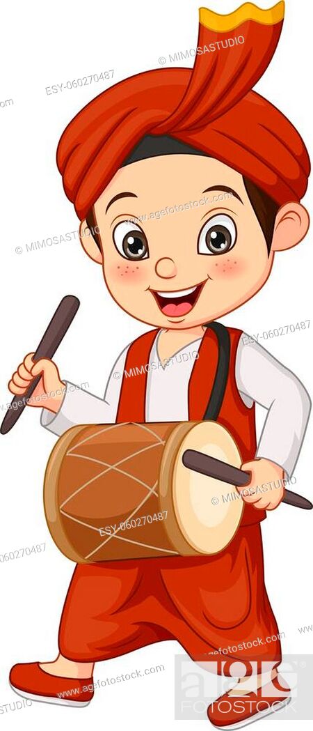 Vector Illustration of Cartoon happy punjabi boy playing dhol, Stock  Vector, Vector And Low Budget Royalty Free Image. Pic. ESY-060270487 |  agefotostock
