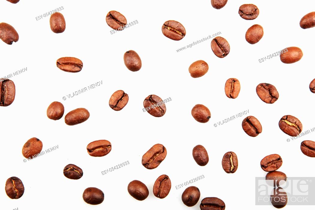 Stock Photo: Fresh Roasted Coffee Beans Isolated On White Background.