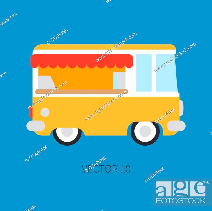 Plain flat vector color icon mobile coffee shop car. Commercial vehicle,  Stock Vector, Vector And Low Budget Royalty Free Image. Pic. ESY-052902389  | agefotostock