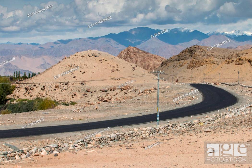 Stock Photo: High altitude road in mountains.