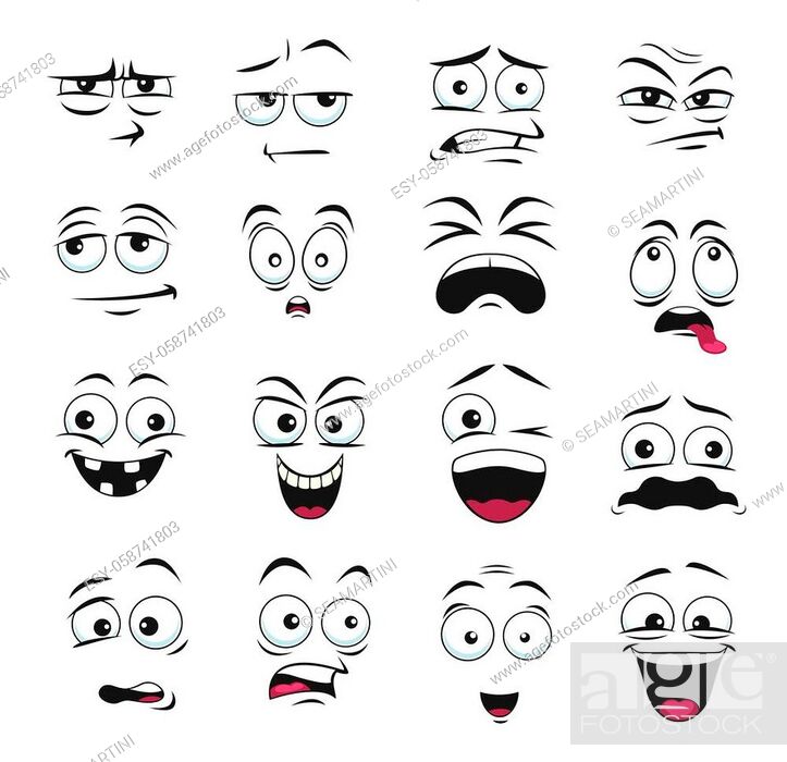 Face expression isolated vector icons, cartoon funny emoji suspicious,  scared and shocked, grin, Stock Vector, Vector And Low Budget Royalty Free  Image. Pic. ESY-058741803 | agefotostock