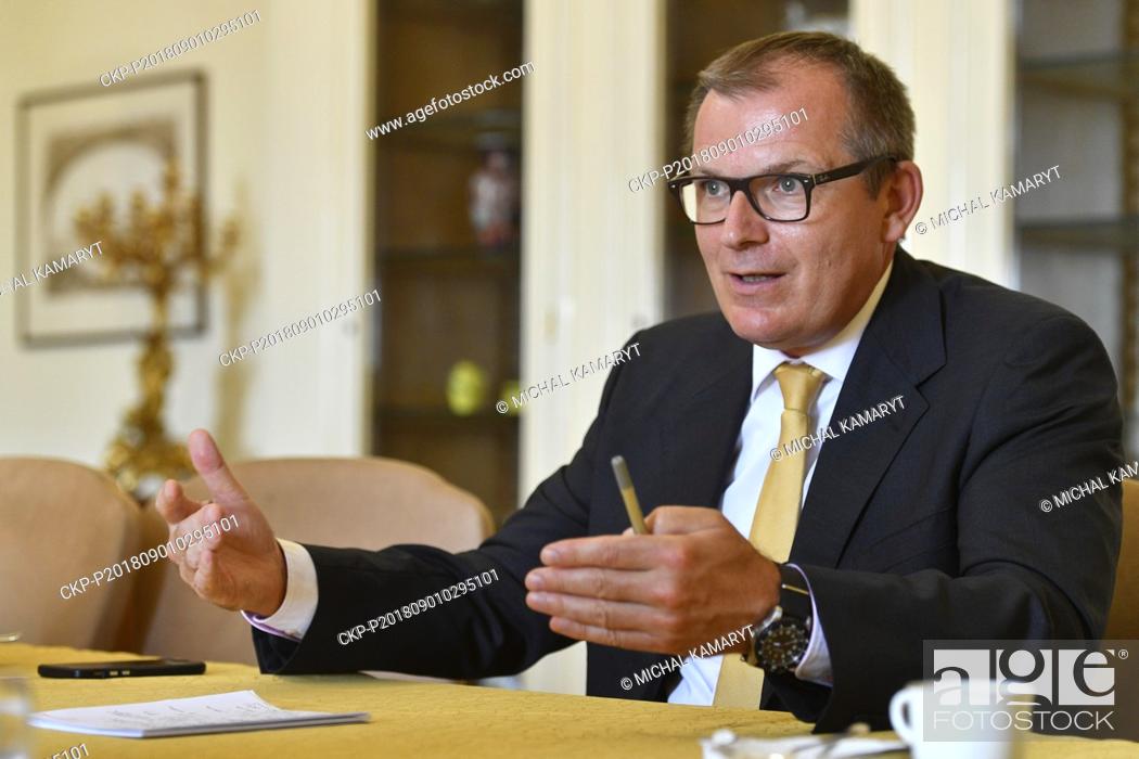 Stock Photo: Jiri Sedivy, Permanent Representative (Ambassador) of the Czech Republic to NATO, speaks during an interview for the Czech News Agency (CTK), in Prague.