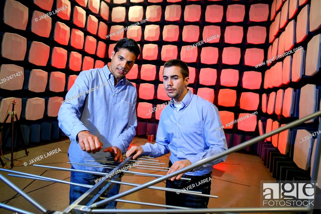 Stock Photo: Researchers. Anechoic chamber. EMC & Telecom Lab. Certification of Low Voltage Electrical & Electronic Products. Technological Services to Industry.