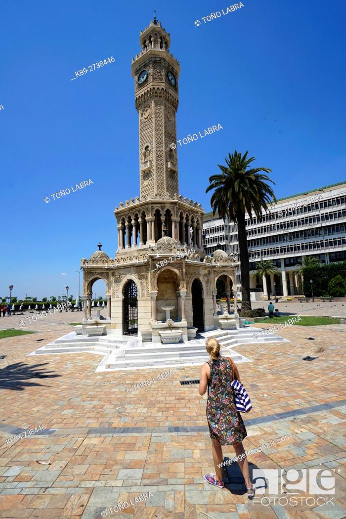 Photo de stock: Izmir Clock Tower (Izmir Saat Kulesi) by Levantine French architect Raymond Charles Pï¿½re. Izmir. Turkey.