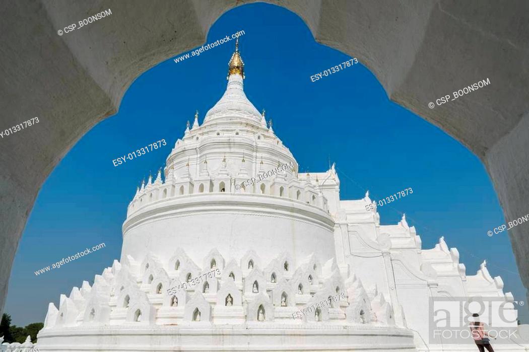 Stock Photo: Mingun white pagoda Myanmar.