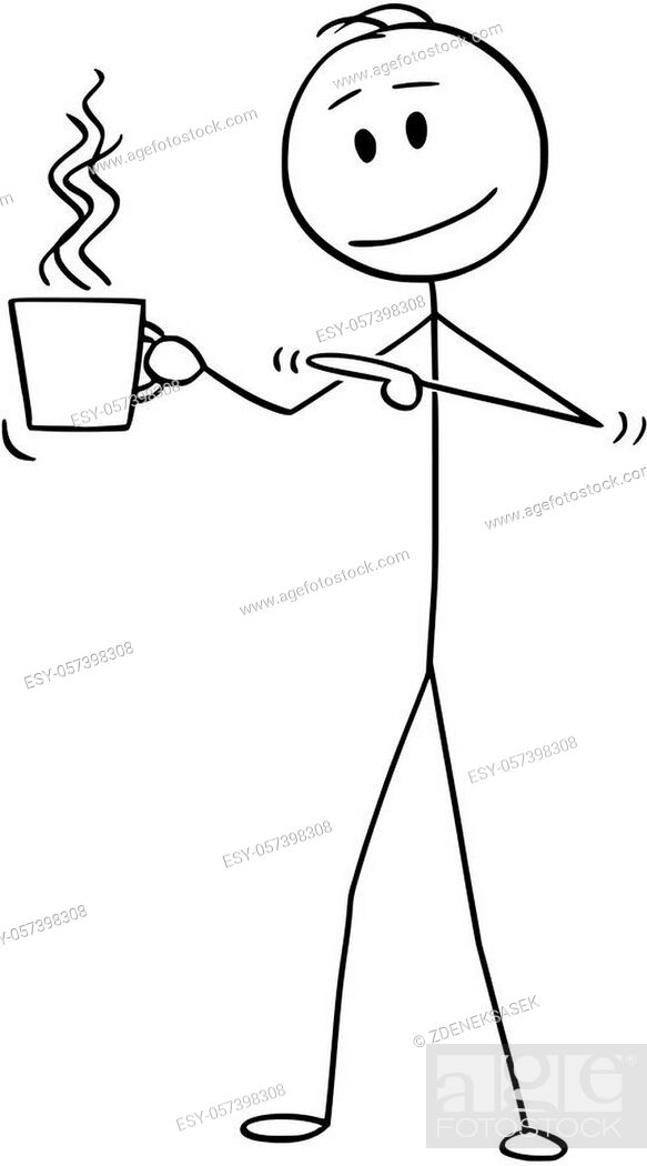 Cartoon stick figure drawing conceptual illustration of man holding cup of  hot beverage, Stock Vector, Vector And Low Budget Royalty Free Image. Pic.  ESY-057398308 | agefotostock