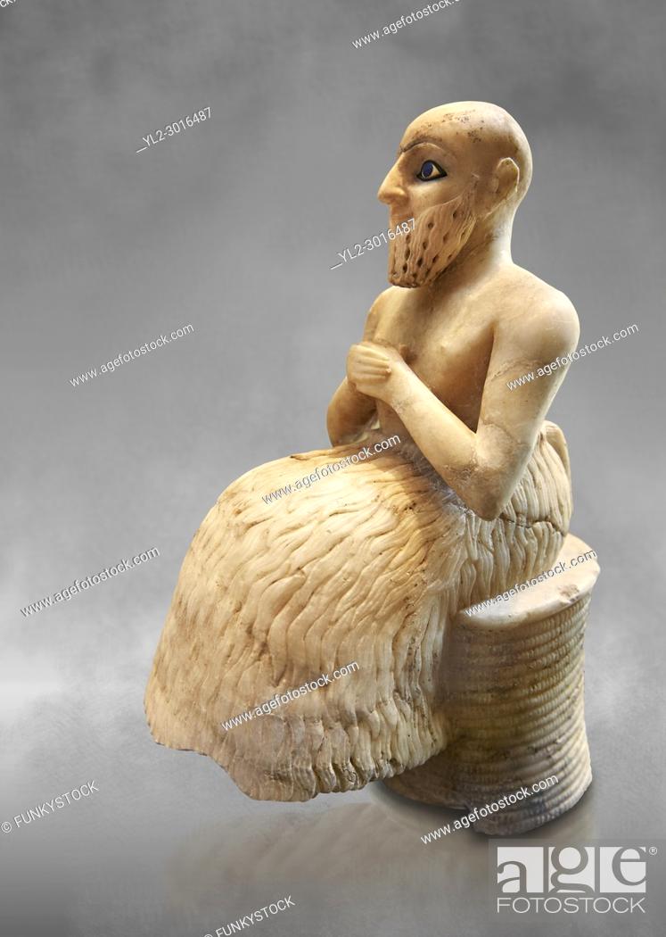 Stock Photo: Gypsum, schist, shells and lapis lazuli statue of Ebih-Il, early Dynastic; Shakkanakku (military governor) of the ancient city-state of Mari in present day.