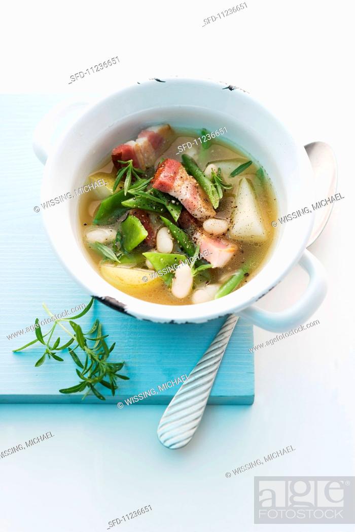 Stock Photo: Bean stew with pork belly.