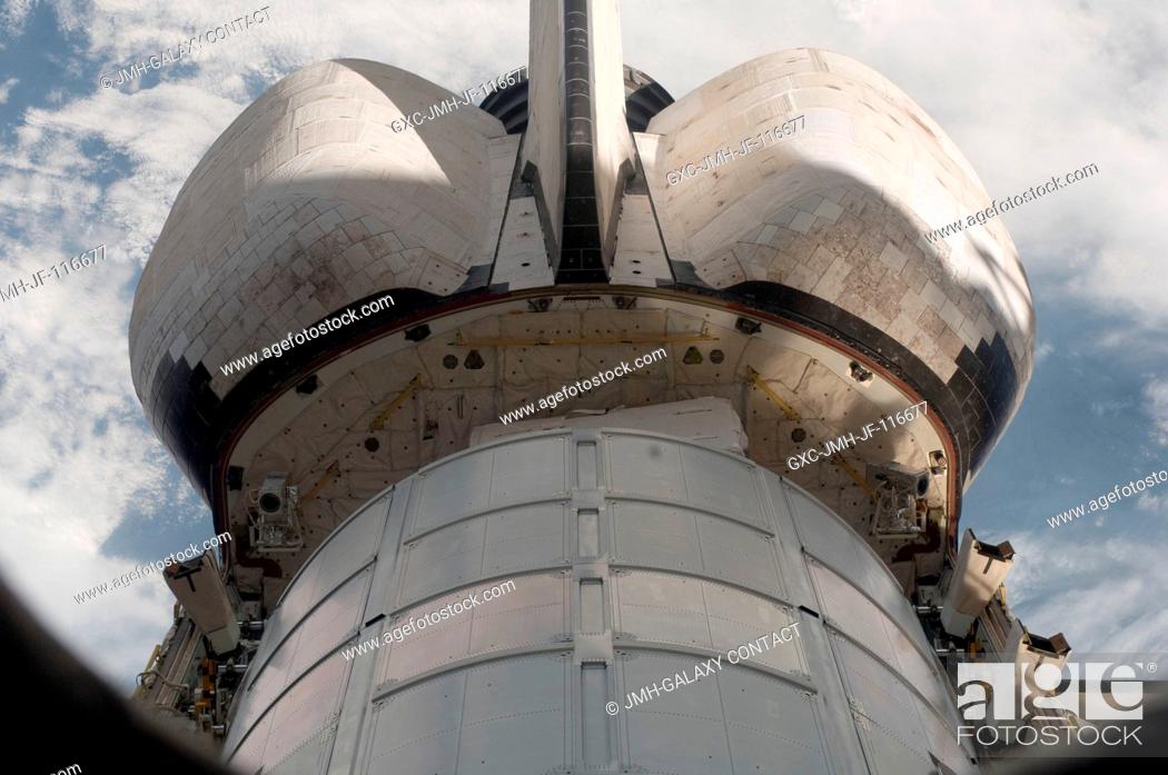 Stock Photo: The space shuttle Atlantis' cargo bay now holds the Raffaello multi-purpose logistics module, as photographed by one of the Expedition 28 crew members onboard.