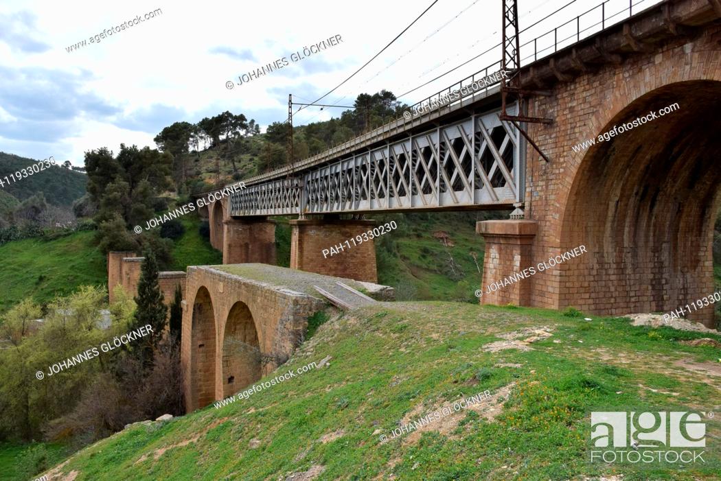 Stock Photo: Old and new railway bridge on 31.03.2019 in Souk Ahras - Algeria. | usage worldwide. - Souk Ahras/Souk Ahras/Algeria.