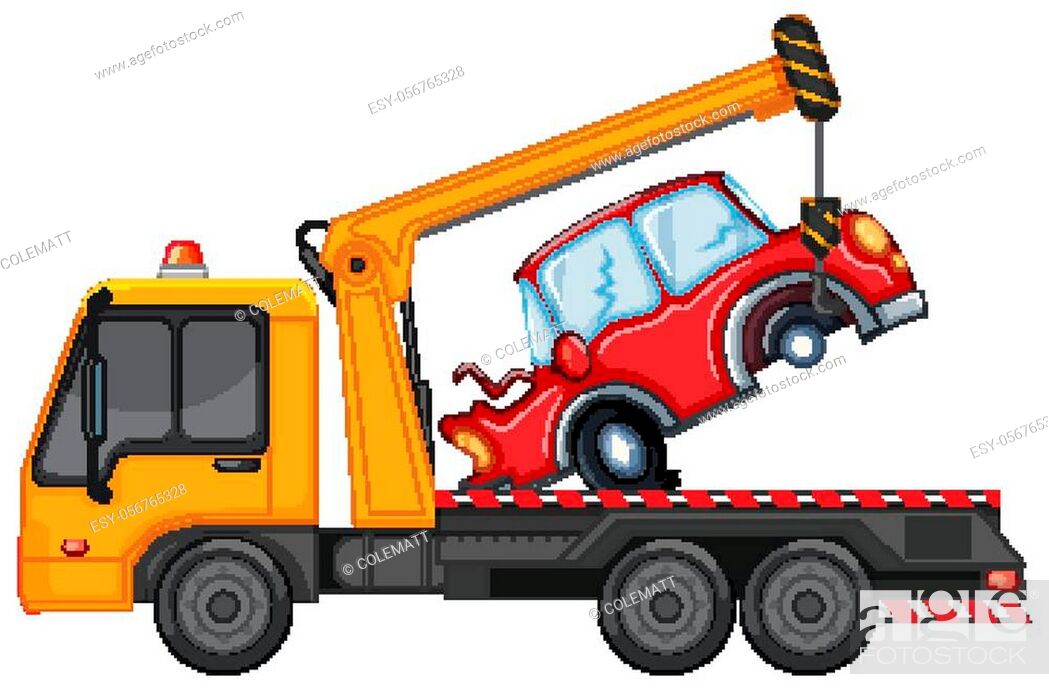 Tow truck lifting damaged car illustration, Stock Vector, Vector And Low  Budget Royalty Free Image. Pic. ESY-056765328 | agefotostock