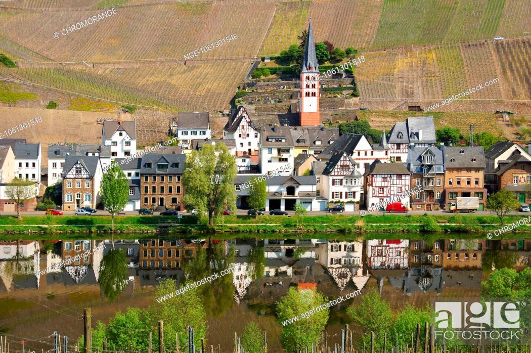 Stock Photo: Zell-Merl on the Moselle in springtime.