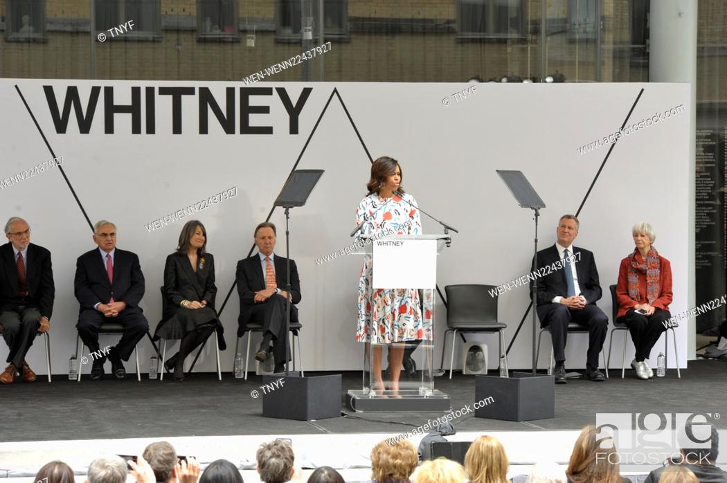 Stock Photo: Michelle Obama at the new Whitney Museum Featuring: Michelle Obama, Mayor Bill Deblasio Where: Manhattan, New York, United States When: 30 Apr 2015 Credit:.