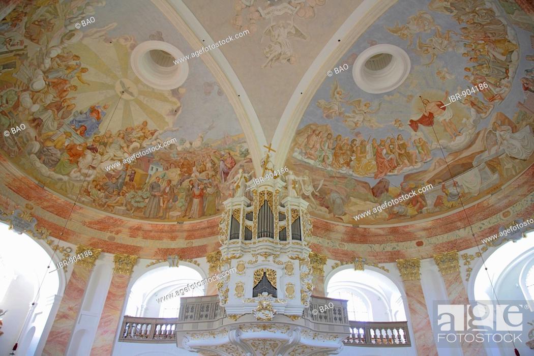 Stock Photo: Ceiling fresco in the Dreifaltigkeitskirche Kappl, Church of the Holy Trinity, pilgrim church near Waldsassen, Upper Palatinate, Bavaria, Germany, Europe.