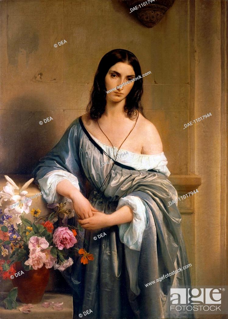Stock Photo: Melancholy, 1842, by Francesco Hayez (1791-1882), oil on canvas, 138x101 cm.  Milan, Pinacoteca Di Brera (Art Gallery, Paintings).