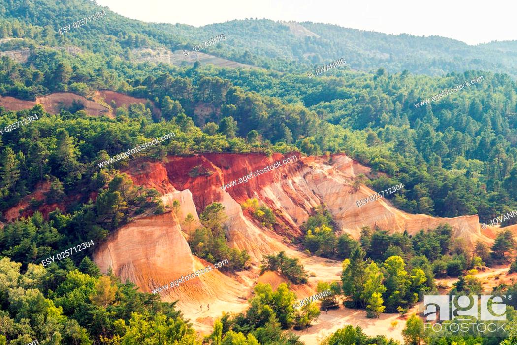 Stock Photo: Red Cliffs in Roussillon, Provence, France.