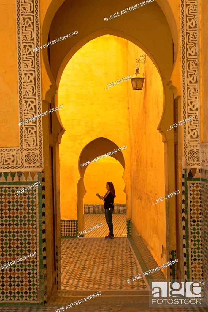 Stock Photo: Mausoleum of Moulay Ismail, Meknes, Morocco, Maghreb, North Africa.