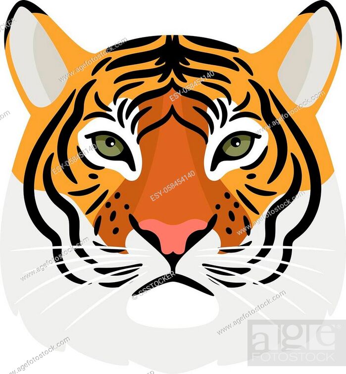 Tiger head. Cartoon front face of aggressive king of beasts, symbols of  hunting trophy, Stock Vector, Vector And Low Budget Royalty Free Image.  Pic. ESY-058454140 | agefotostock