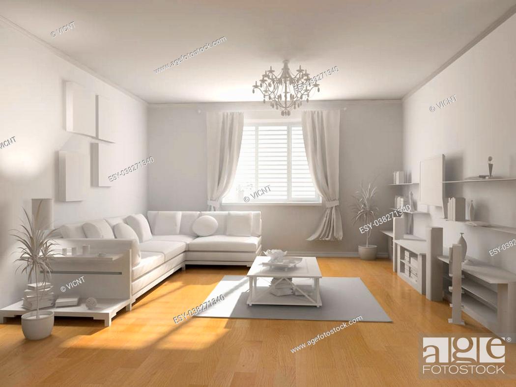 Stock Photo: the classic blank interior with beautiful parquet (3D).