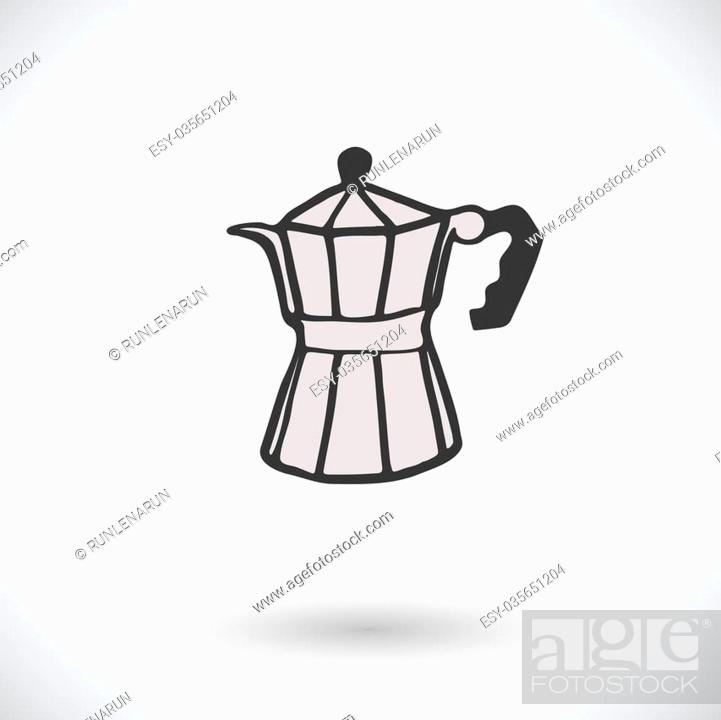Moka pot sketch. Hand-drawn cartoon coffee maker icon. Doodle drawing,  Stock Vector, Vector And Low Budget Royalty Free Image. Pic. ESY-035651204  | agefotostock