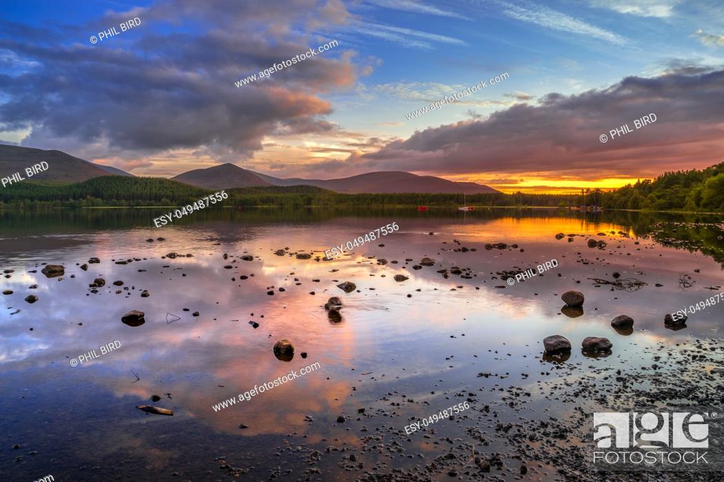 Stock Photo: Loch Morlich at sunset.