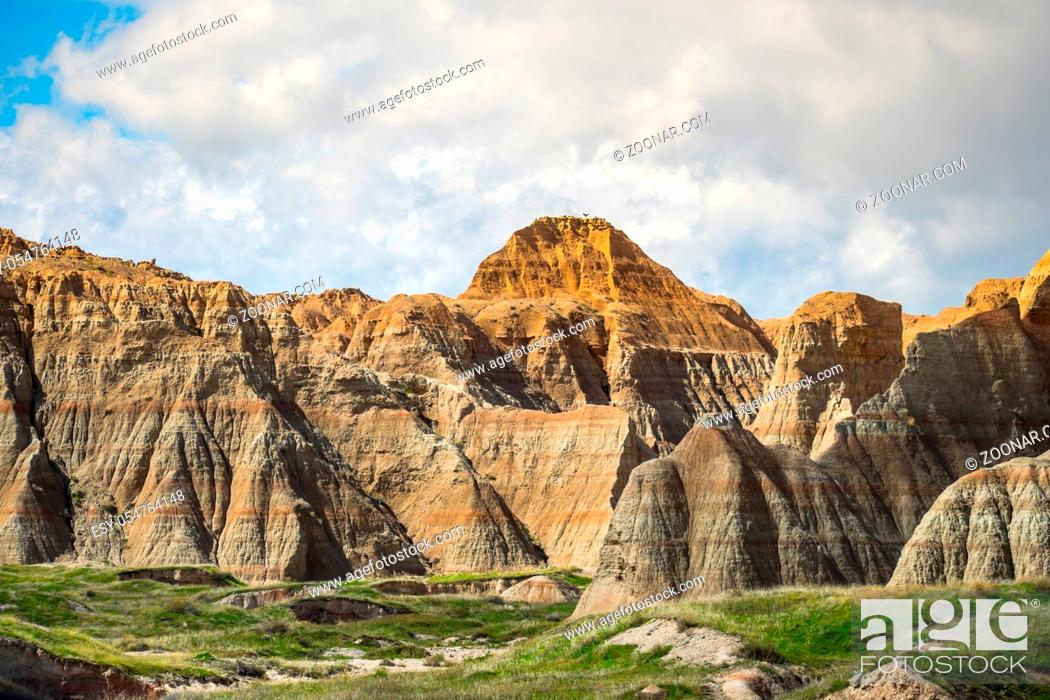 Stock Photo: A layered rugged terrain rock formations of the preserve national park.