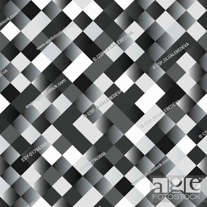 Stock Vector: Seamless background with shiny silver squares.