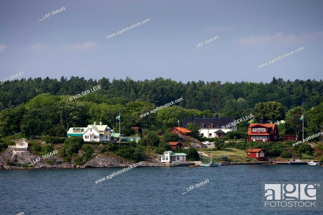 Stock Photo: Houses in the Stockholm archipelago, near Stockholm, Stockholm, Sweden.