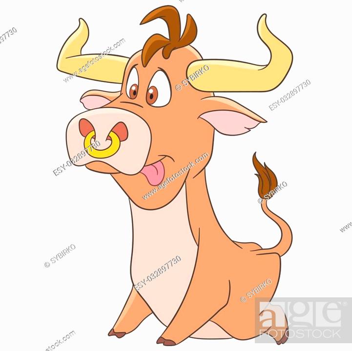 cute and funny cartoon bull (ox, buffalo, calf) one of the animal symbols  in chinese horoscope and..., Stock Vector, Vector And Low Budget Royalty  Free Image. Pic. ESY-032897730 | agefotostock