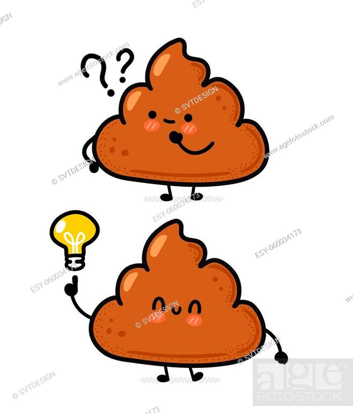 Cute funny happy poop with question mark and idea lightbulb, Stock Vector,  Vector And Low Budget Royalty Free Image. Pic. ESY-060034173 | agefotostock