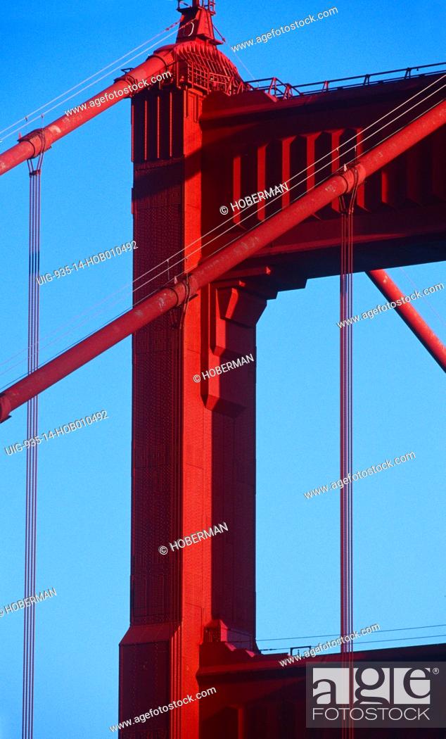 Stock Photo: Detail of Golden Gate Bridge, San Francisco, California, North America.