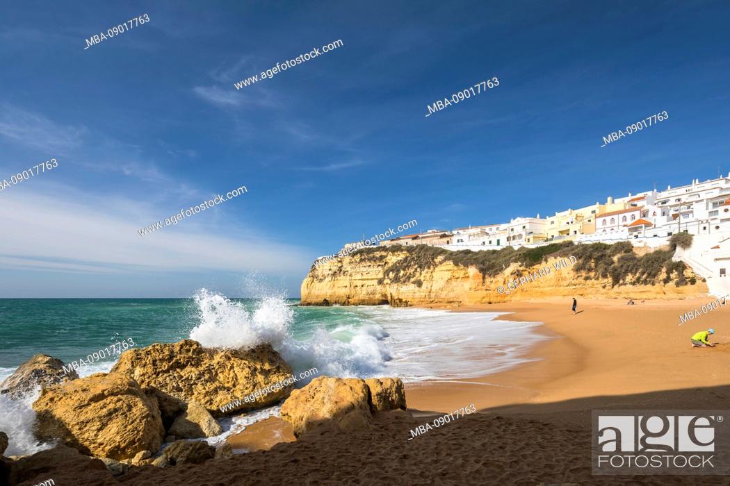Stock Photo: On the beach of Carvoeiro, Algarve, Faro district, Portugal.