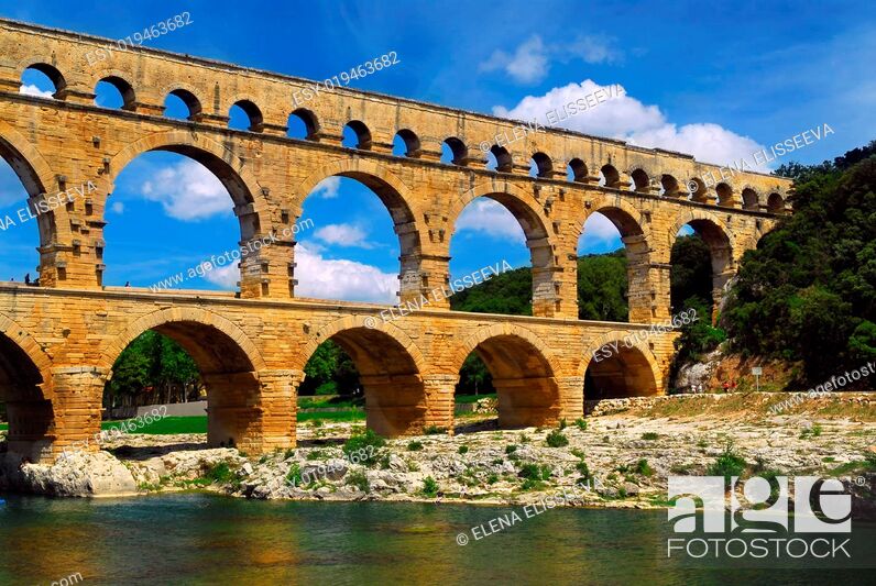 Stock Photo: Pont du Gard in southern France.