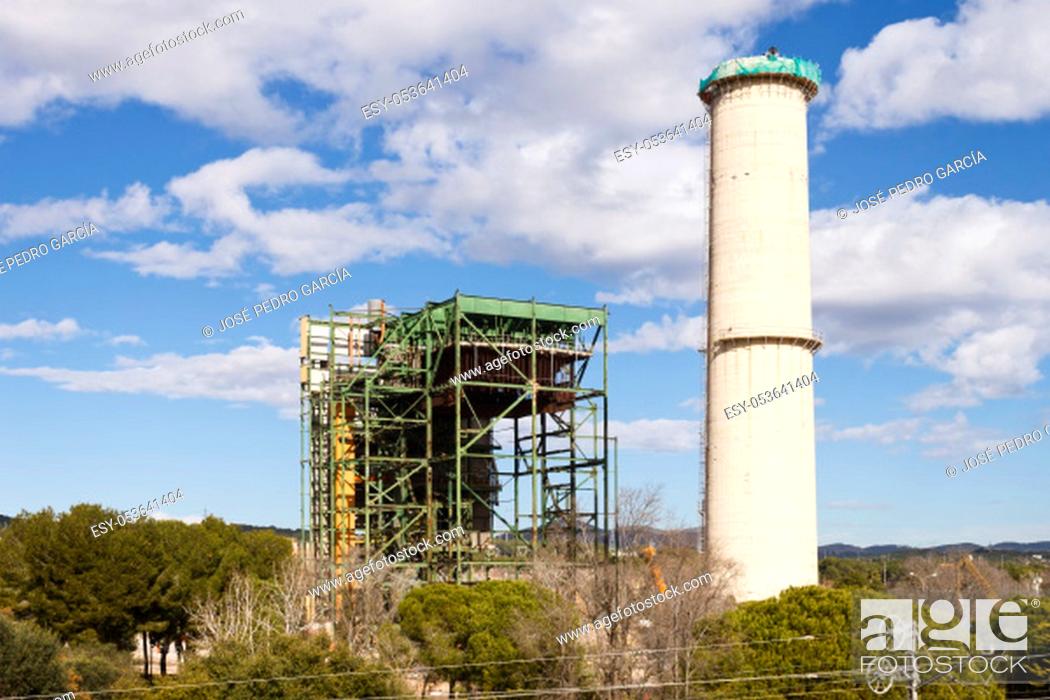 Stock Photo: Dismantlement of the thermal power plant of Cubelles, Barcelona, Spain.