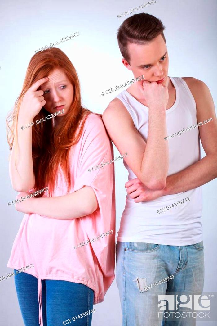 Stock Photo: Teenagers couple having argument.