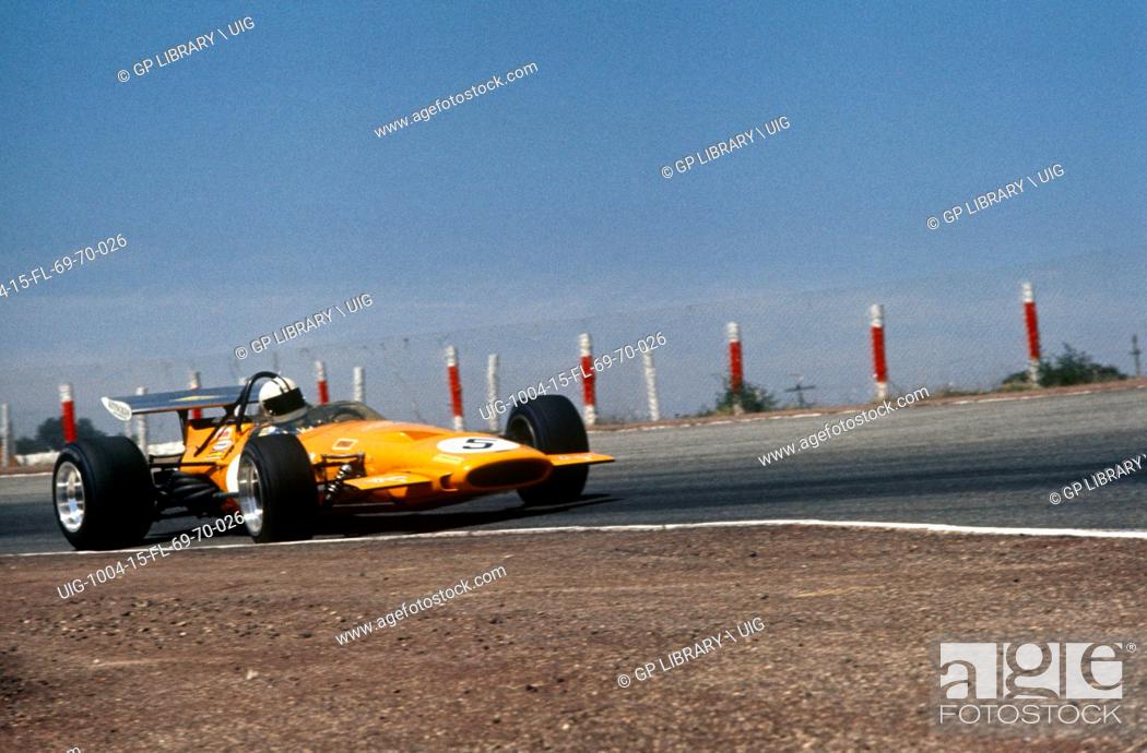 Stock Photo: Spanish GP, Jarama 19th Apirl 1970, Denny Hulme, McLaren-Cosworth M14A, retired.