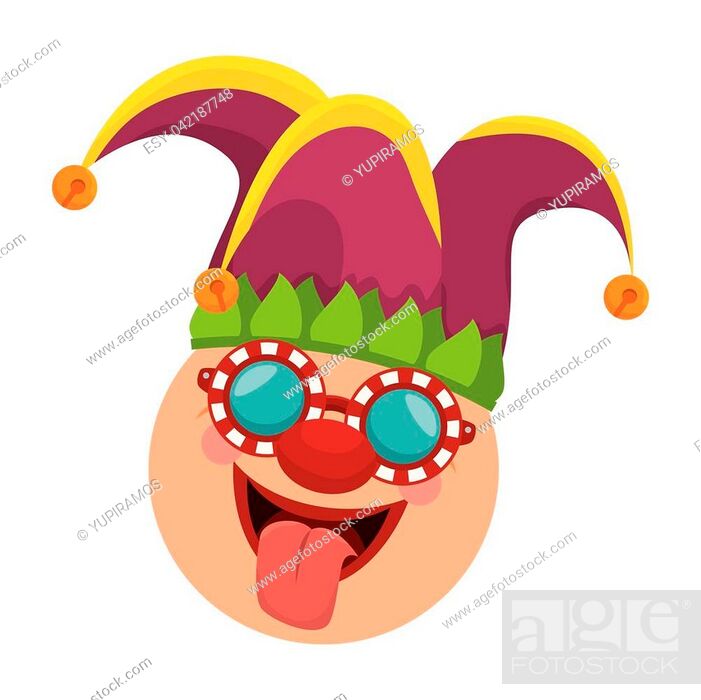 joker clown funny face mask sticking tongue carnival costume cartoon vector  illustration, Stock Vector, Vector And Low Budget Royalty Free Image. Pic.  ESY-042187748 | agefotostock