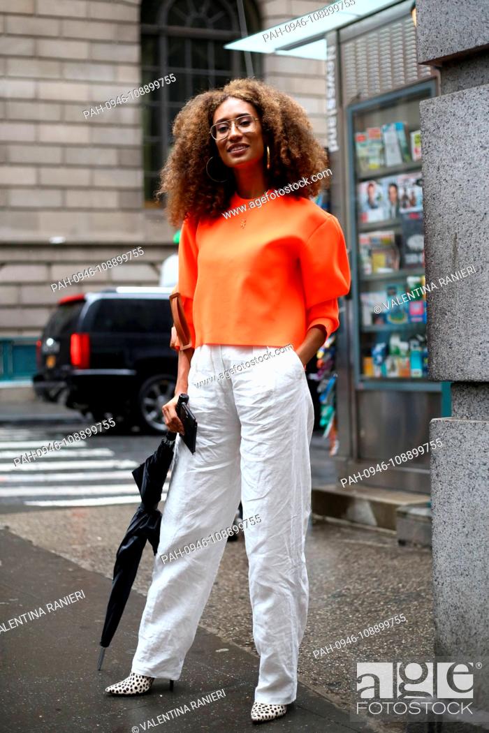 Stock Photo: Elaine Welteroth posing on the street outside the Tibi show during New York Fashion Week - Sept 9, 2018 - Photo: Runway Manhattan ***For Editorial Use Only?***.