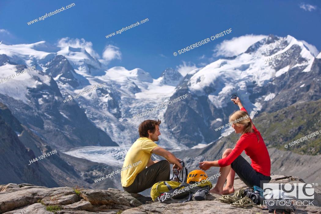 Stock Photo: Mountain, mountains, cliff, rock, mountains, summer sport, sport, spare time, leisure, adventure, canton, Graubünden, Grisons, Switzerland, Europe, Engadin.