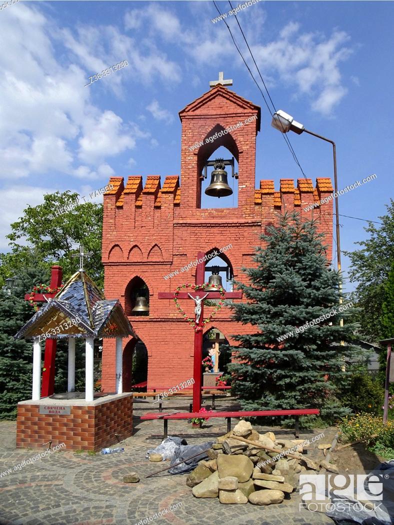 Stock Photo: Belfry the Greek Catholic church of St Anny, Boryslav, Ukraine.