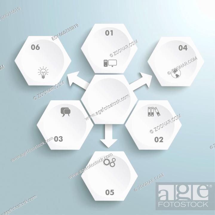 Stock Photo: Infographic with honeycomb structure on the grey background. Eps 10 vector file.