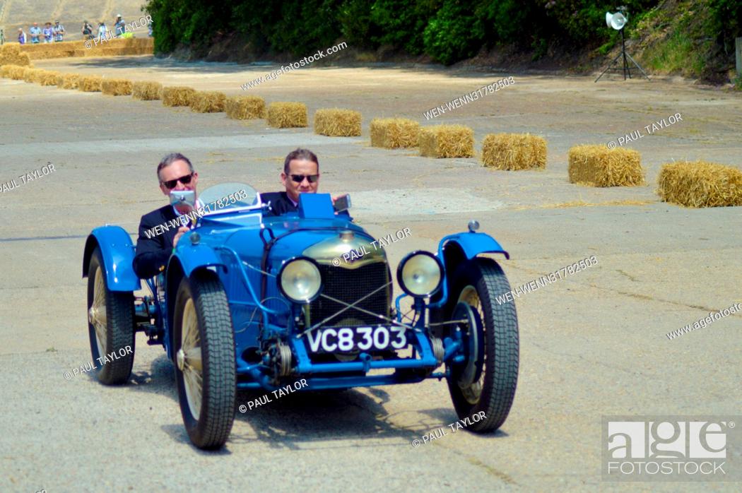 Stock Photo: 110th Anniversary of Brooklands Motor Racing circuit 110 years to the day that it opened. Images include the re-opening of the original Finishing Straight.